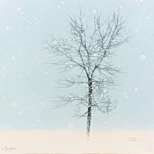 The Big Chill, mixed media landscape by Lori Bagneres | Effusion Art Gallery + Cast Glass Studio, Invermere BC