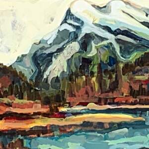 Mt. Rundle, acrylic landscape painting by Sandy Kunze | Effusion Art Gallery + Cast Glass Studio, Invermere BC