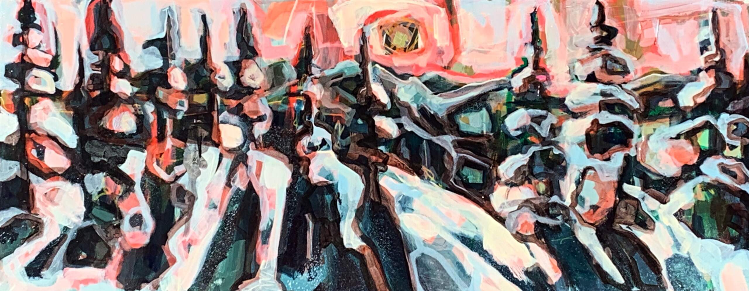 Spectators of the Sun, acrylic landscape painting by Sandy Kunze | Effusion Art Gallery + Cast Glass Studio, Invermere BC