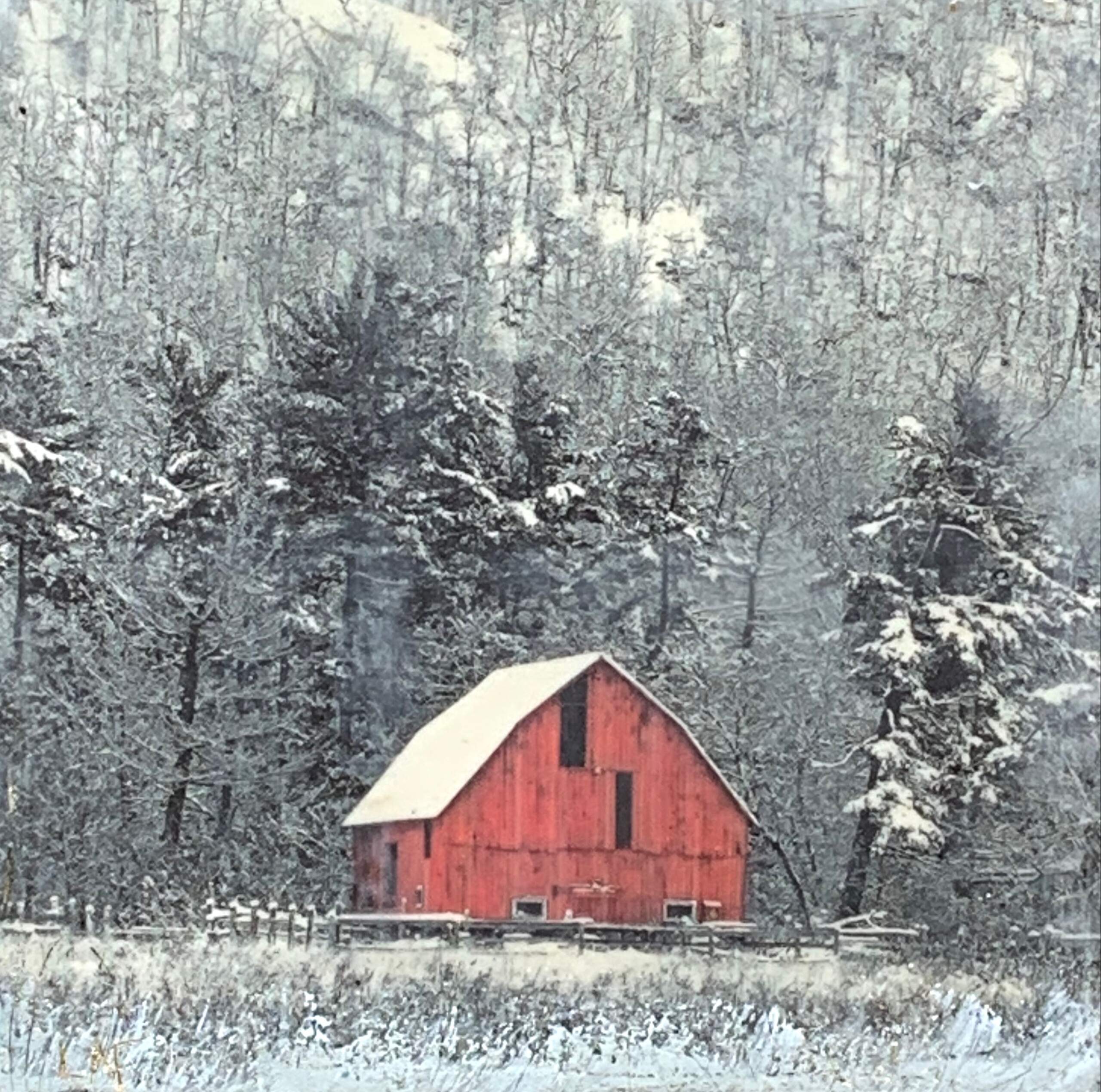 Stillness in the Valley, encaustic landscape by Lee Anne LaForge | Effusion Art Gallery + Cast Glass Studio, Invermere BC