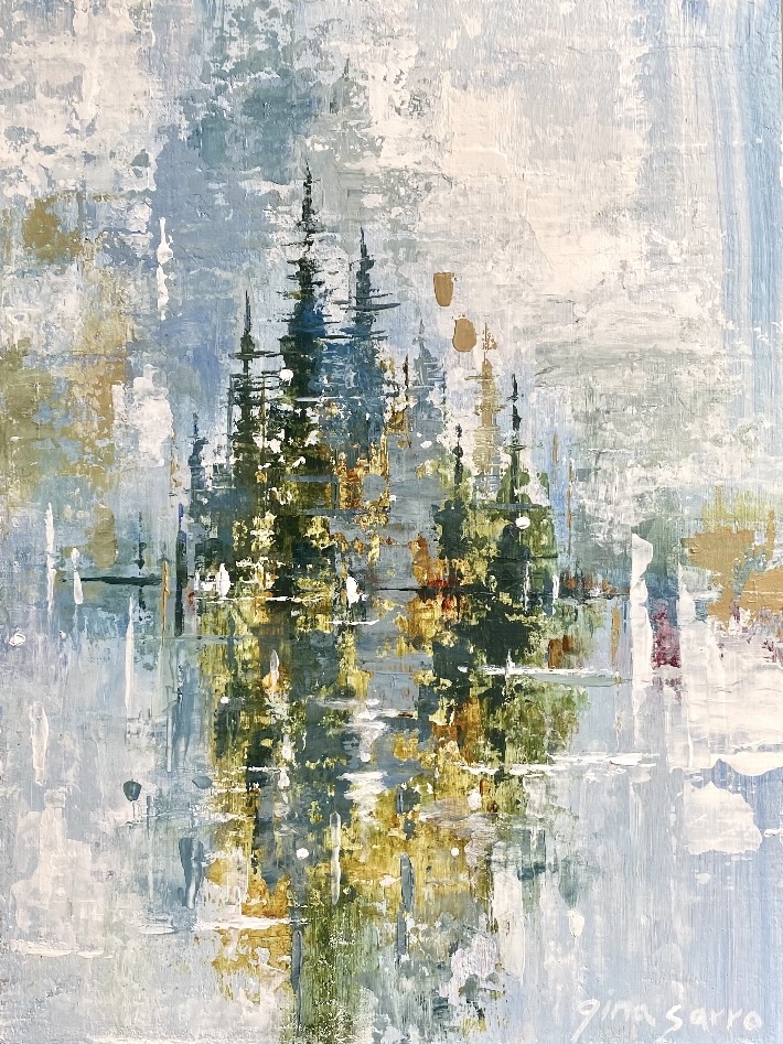 As Winter Arrives, acrylic landscape painting by Gina Sarro | Effusion Art Gallery + Cast Glass Studio, Invermere BC