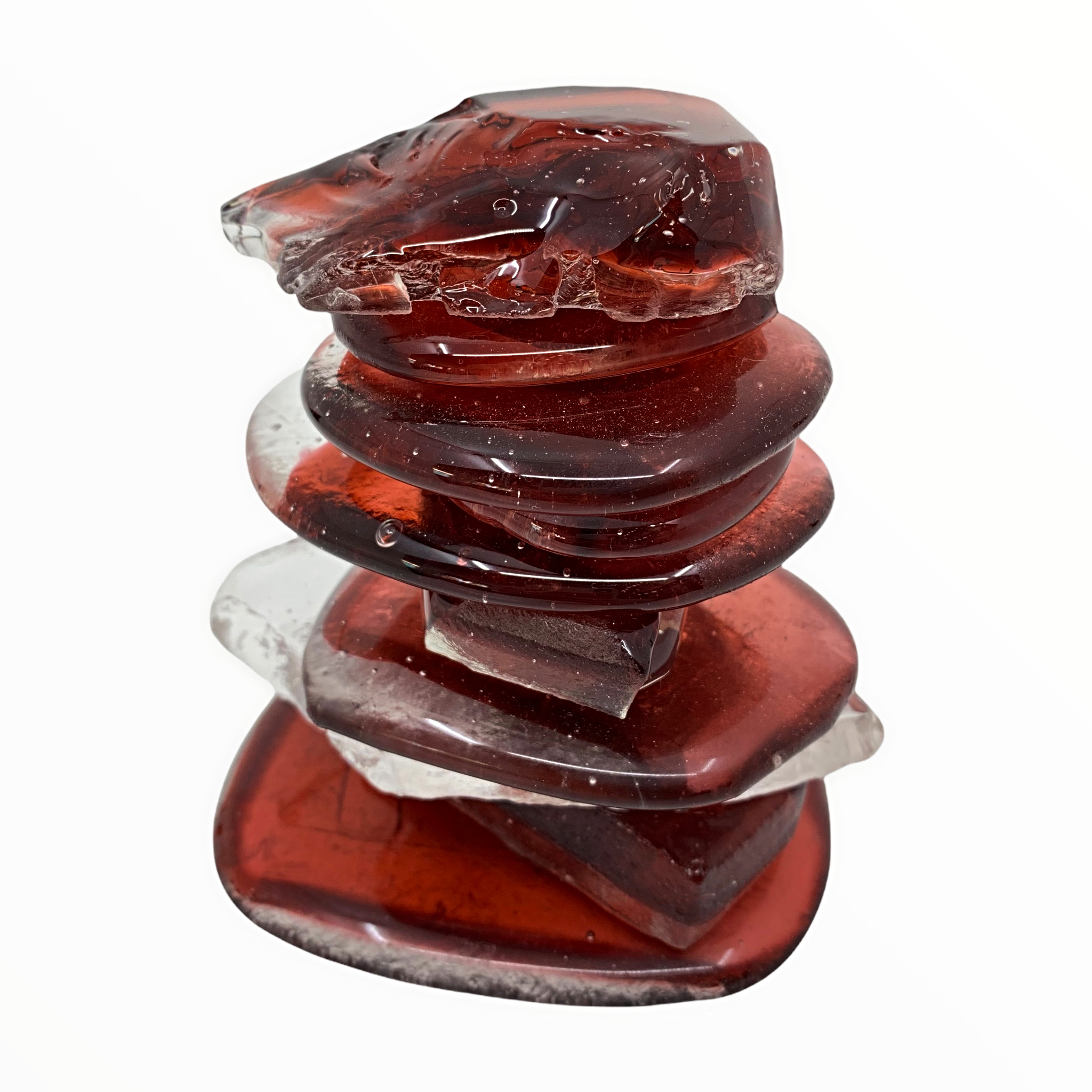 One of a kind cast glass cairn sculpture by Heather Cuell | Effusion Art Gallery + Cast Glass Studio, Invermere BC