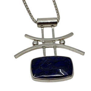 Sterling silver and lapis necklace by A&R Jewellery | Effusion Art Gallery + Cast Glass Studio, Invermere BC
