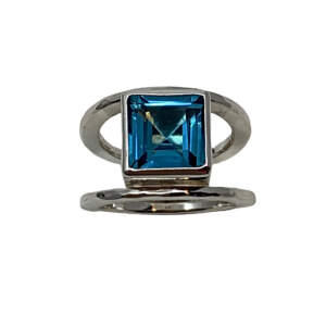 Handmade silver and 6ct sky blue topaz ring by A&R Jewellery | Effusion Art Gallery + Cast Glass Studio, Invermere BC
