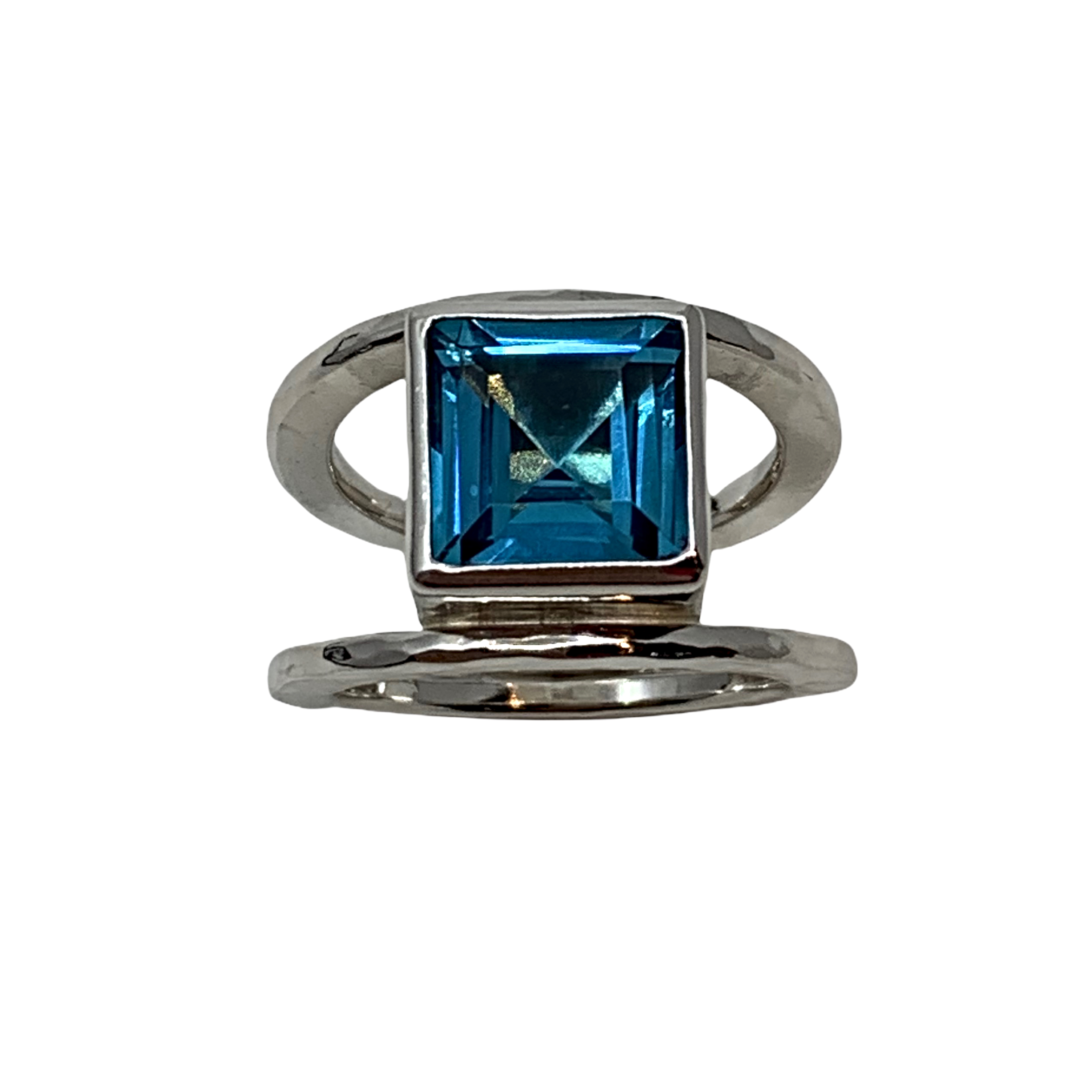 Handmade silver and 6ct sky blue topaz ring by A&R Jewellery | Effusion Art Gallery + Cast Glass Studio, Invermere BC