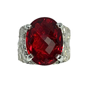 Handmade silver and 15.3ct red topaz ring by A&R Jewellery | Effusion Art Gallery + Cast Glass Studio, Invermere BC