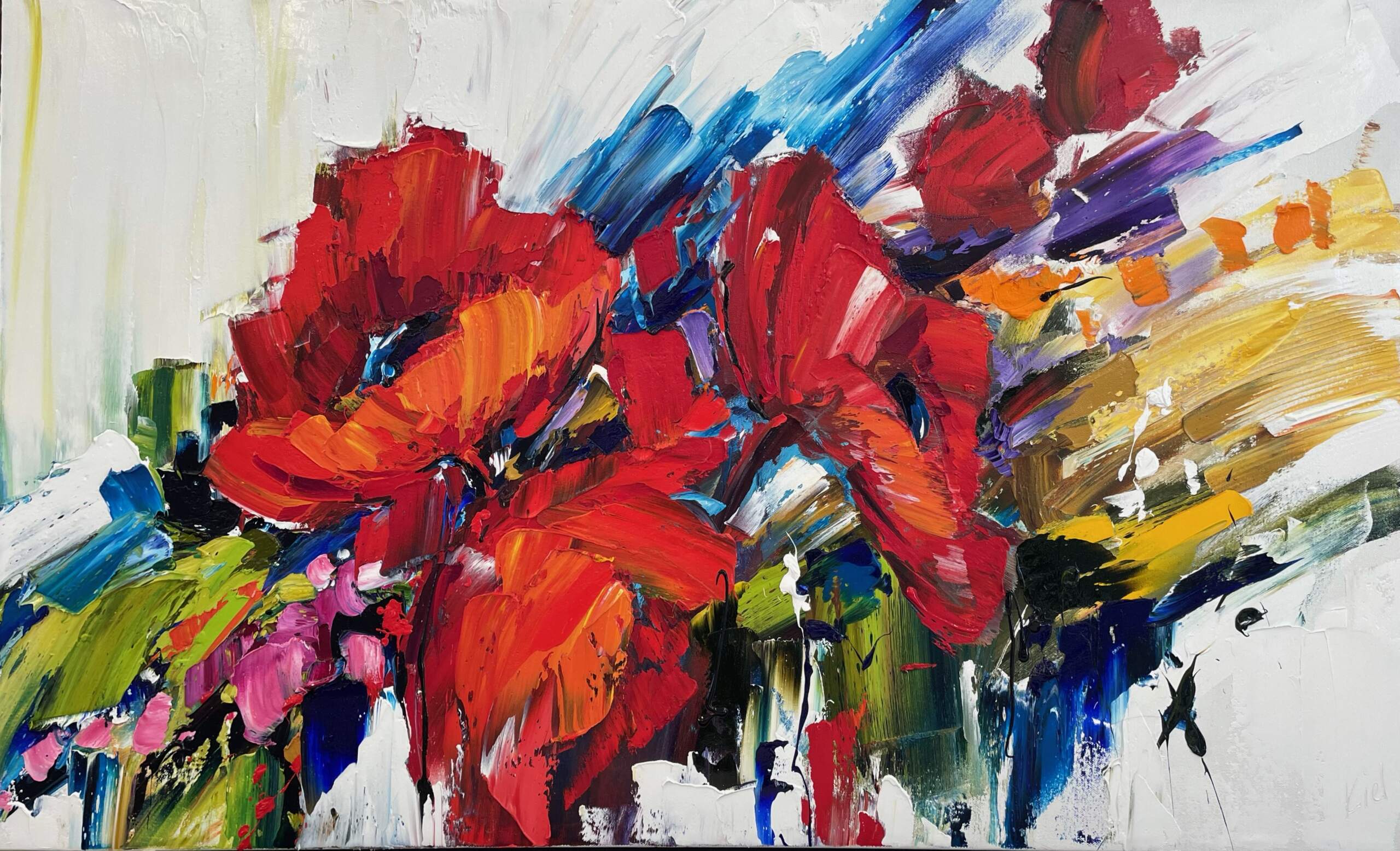 Always Forward Together, flower painting by Kimberly Kiel | Effusion Art Gallery + Cast Glass Studio, Invermere BC