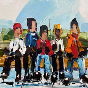 Backyard Rink, oil hockey painting by Kimberly Kiel | Effusion Art Gallery + Cast Glass Studio, Invermere BC