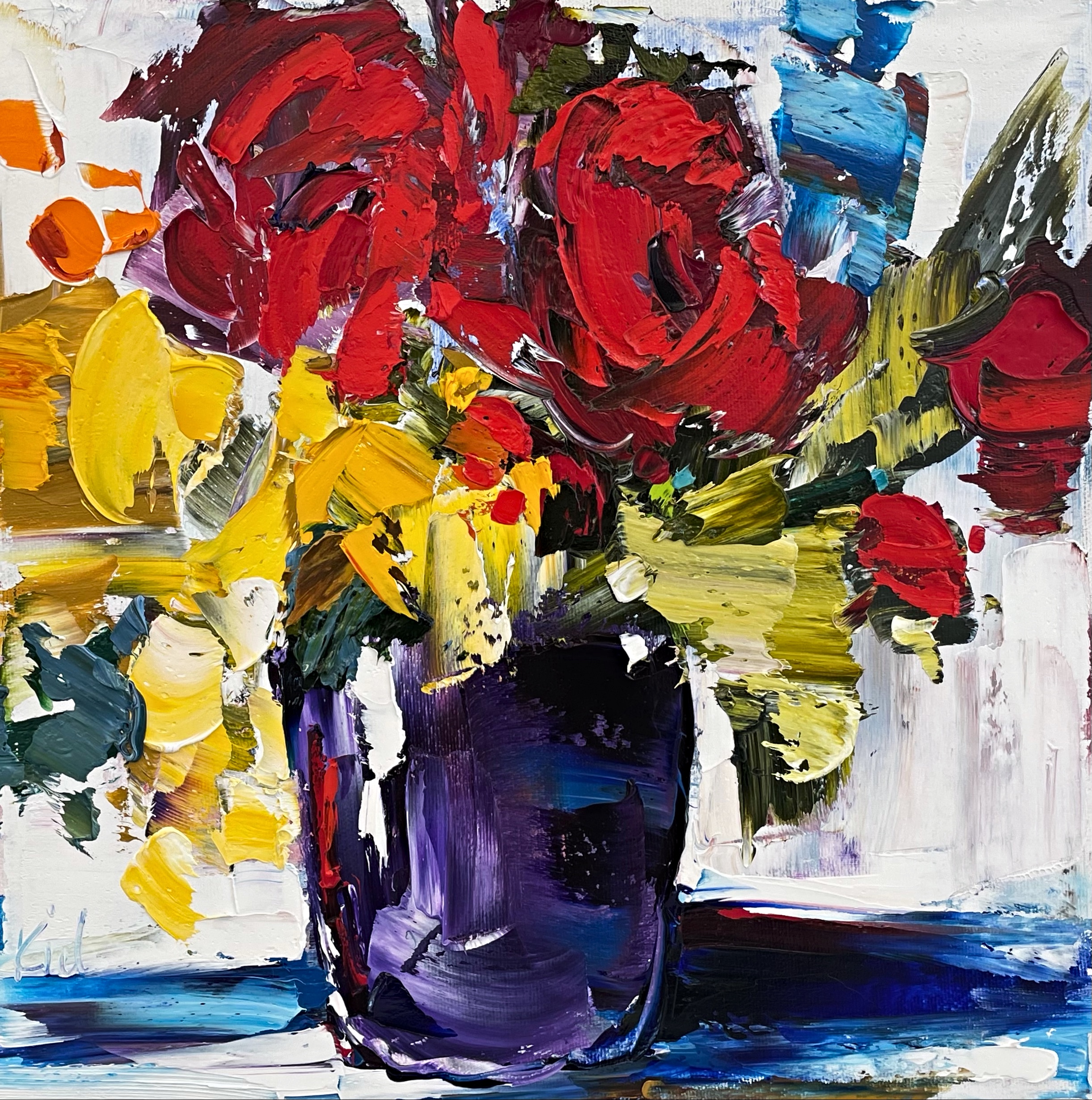 Memories Young and Old, flower painting by Kimberly Kiel | Effusion Art Gallery + Cast Glass Studio, Invermere BC