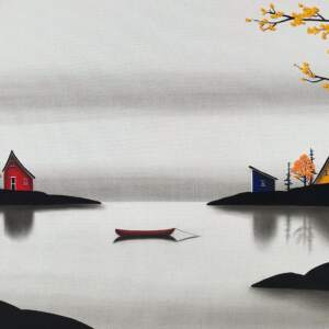 Awaiting the Autumn Air, mixed media landscape by Natasha Miller | Effusion Art Gallery + Cast Glass Studio, Invermere BC