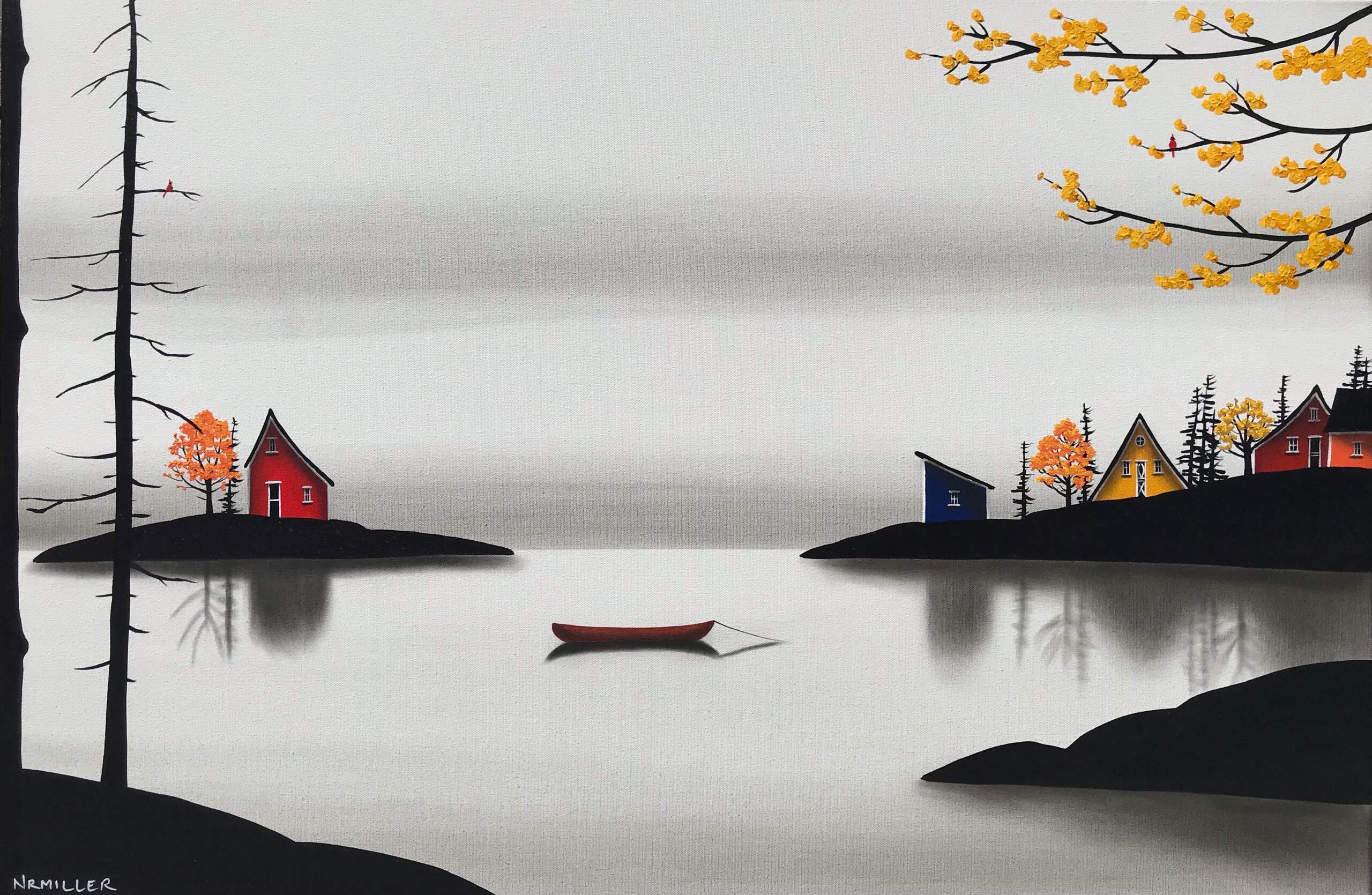 Awaiting the Autumn Air, mixed media landscape by Natasha Miller | Effusion Art Gallery + Cast Glass Studio, Invermere BC