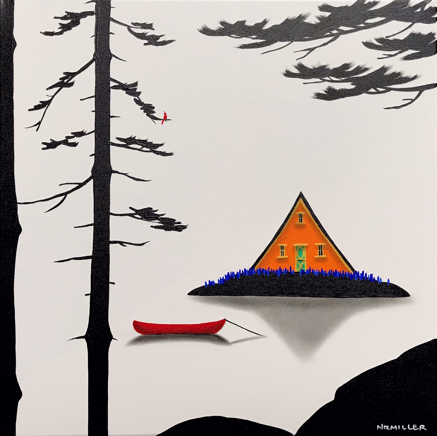 Grand Banks, mixed media landscape painting by Natasha Miller | Effusion Art Gallery + Cast Glass Studio, Invermere BC