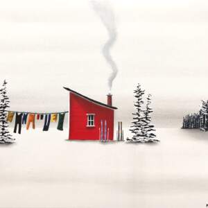 Our Afternoon Routine, mixed media landscape painting by Natasha Miller | Effusion Art Gallery + Cast Glass Studio, Invermere BC