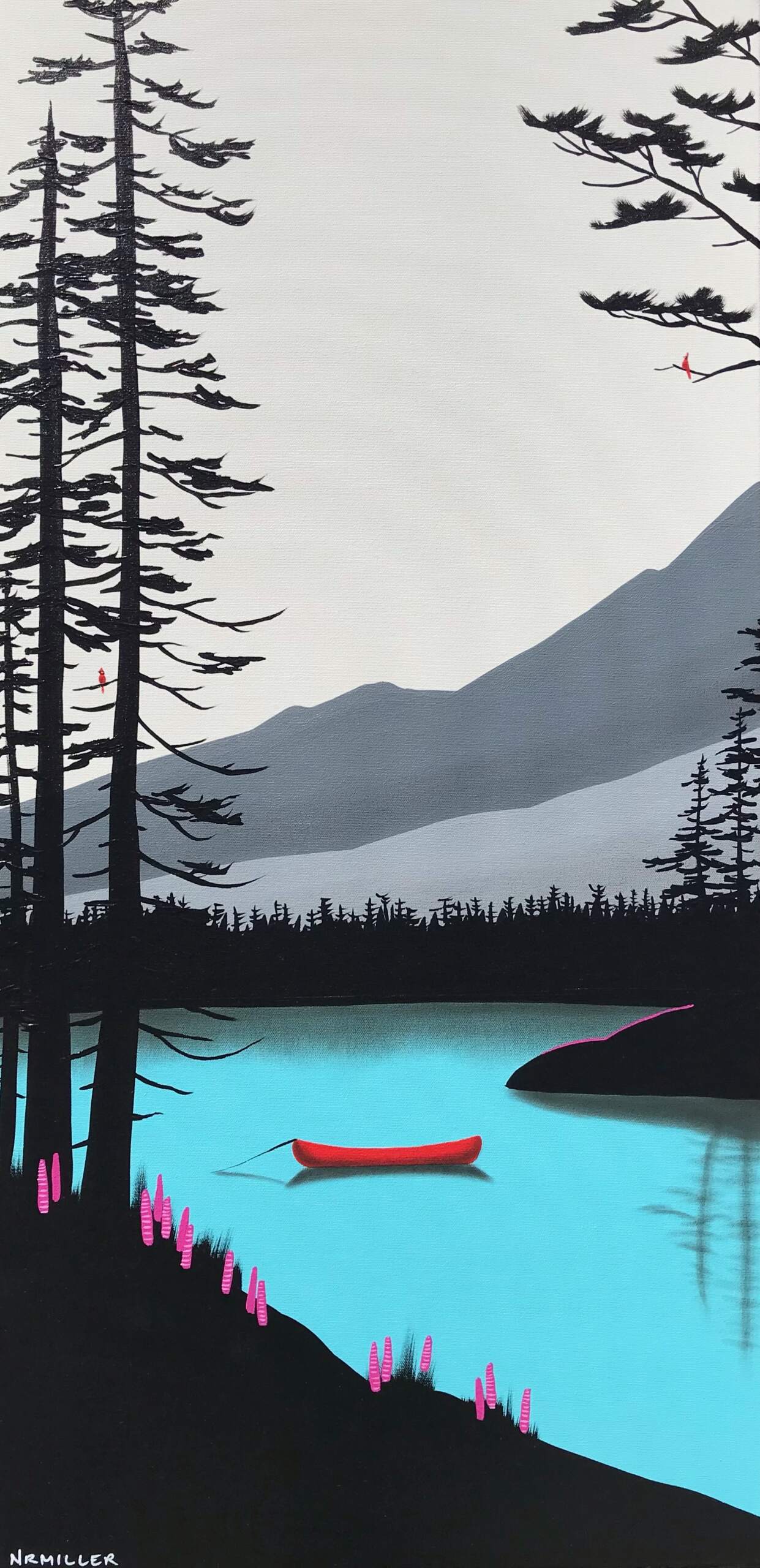 Soul Searcher Saturday, mixed media landscape by Natasha Miller | Effusion Art Gallery + Cast Glass Studio, Invermere BC
