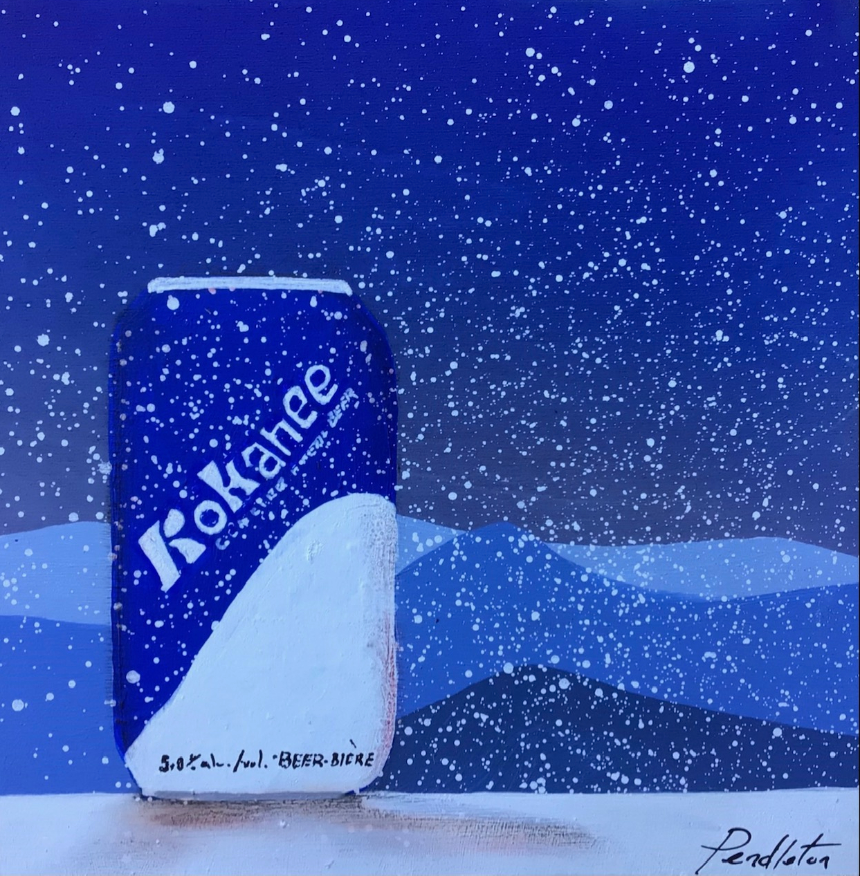 At the Top, mixed media landscape painting by Cody Pendleton | Effusion Art Gallery + Cast Glass Studio, Invermere BC