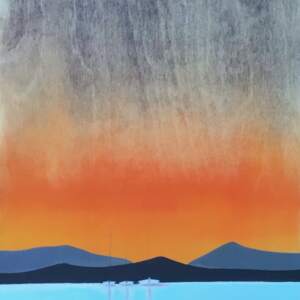 Happy Hour, mixed media landscape painting by Cody Pendleton | Effusion Art Gallery + Cast Glass Studio, Invermere BC
