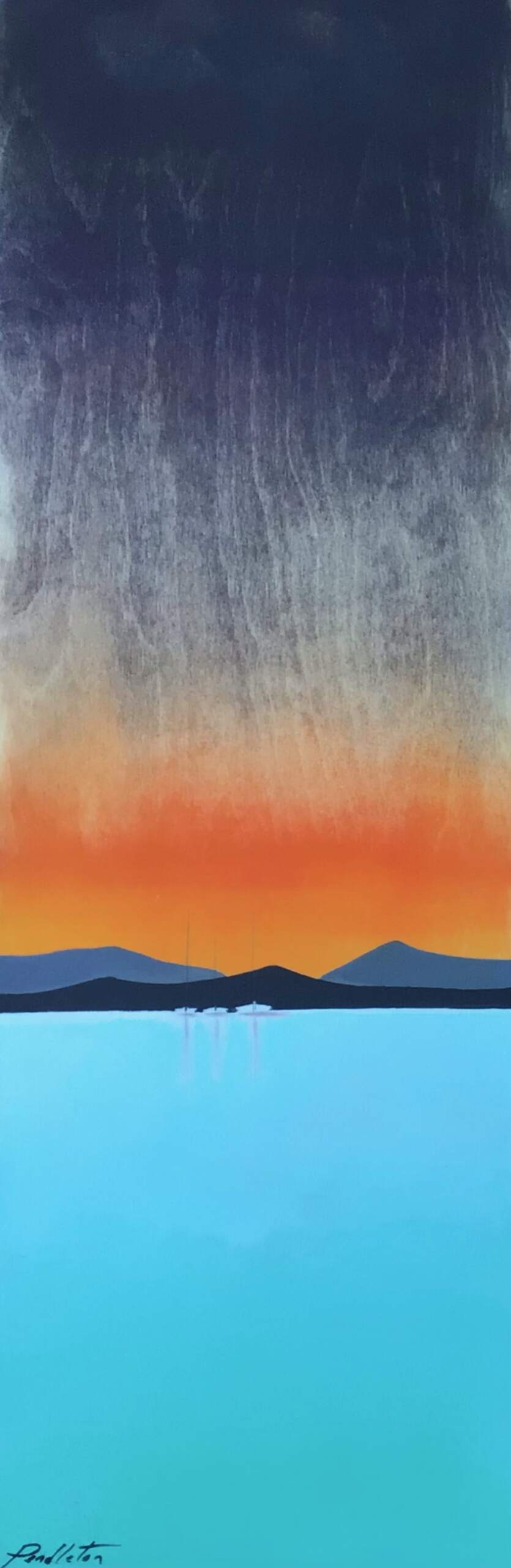 Happy Hour, mixed media landscape painting by Cody Pendleton | Effusion Art Gallery + Cast Glass Studio, Invermere BC