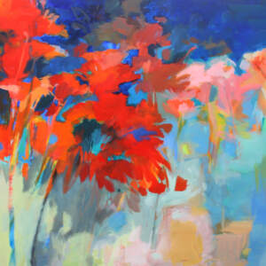 Like a Flower in a Field, acrylic abstract floral painting by Becky Holuk | Effusion Art Gallery + Cast Glass Studio, Invermere BC