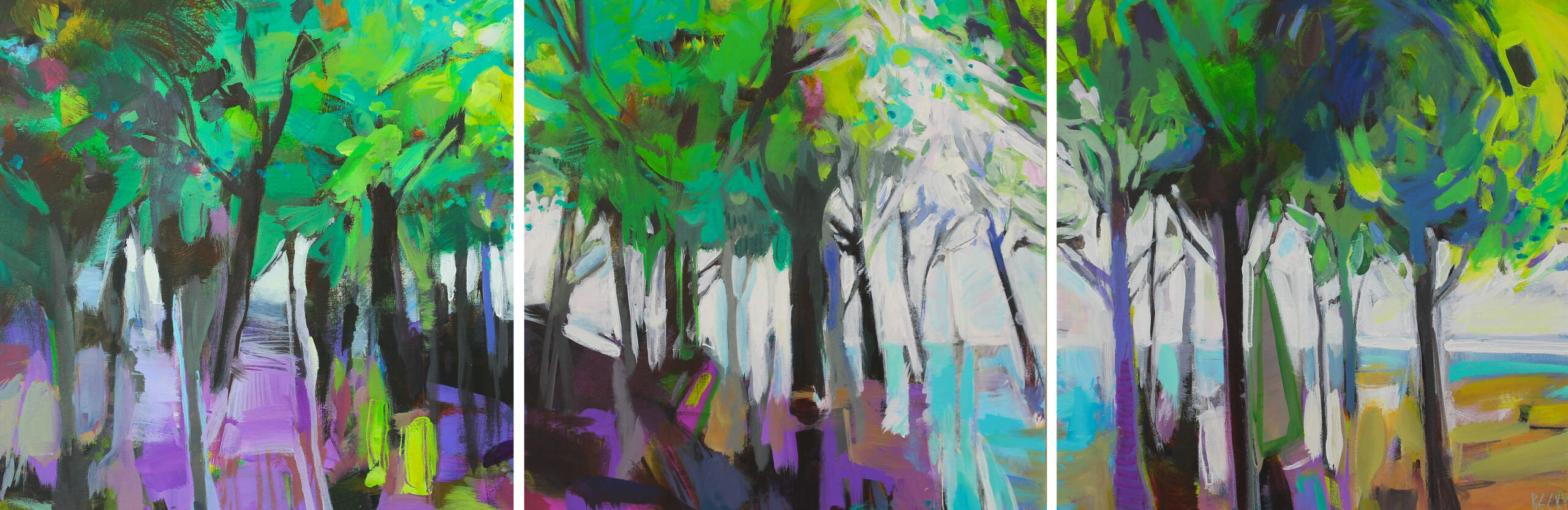 Trees, Trees, Trees, acrylic landscape painting by Becky Holuk | Effusion Art Gallery + Cast Glass Studio, Invermere BC
