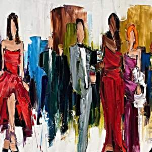 If Only for a Second, mixed media figure painting by Kimberly Kiel | Effusion Art Gallery + Cast Glass Studio, Invermere BC