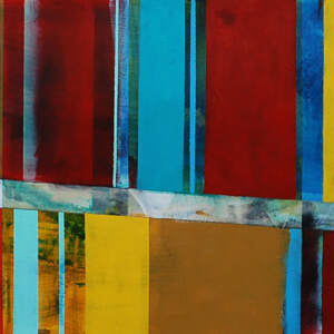 Zone adverse 3, mixed media hockey painting by Sylvain Leblanc | Effusion Art Gallery + Cast Glass Studio, Invermere BC