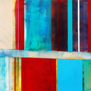 Zone adverse 4, mixed media hockey painting by Sylvain Leblanc | Effusion Art Gallery + Cast Glass Studio, Invermere BC