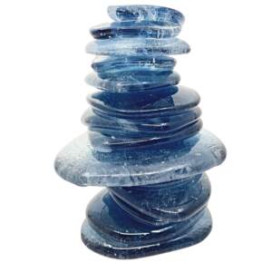 One-of-a-kind cast glass cairn sculpture by Heather Cuell | Effusion Art Gallery + Cast Glass Studio, Invermere BC