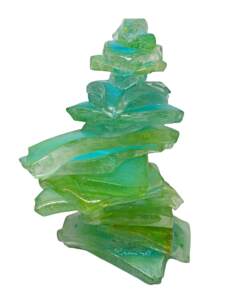 One-of-a-kind cast glass cairn sculpture by Heather Cuell | Effusion Art Gallery + Cast Glass Studio, Invermere BC