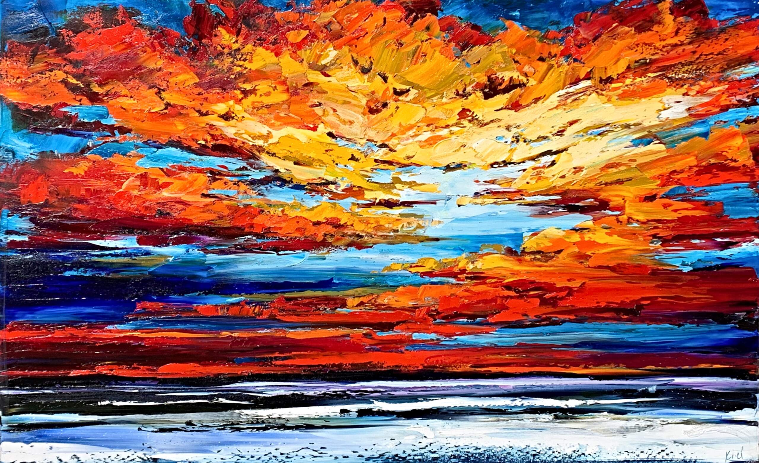 If Your Memory Serves You Well, oil sunset painting by Kimberly Kiel | Effusion Art Gallery + Cast Glass Studio, Invermere BC