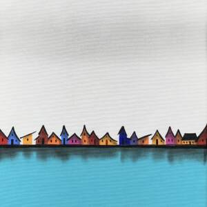 A Fond Farewell to a Friend, mixed media landscape painting by Natasha Miller | Effusion Art Gallery + Cast Glass Studio, Invermere BC