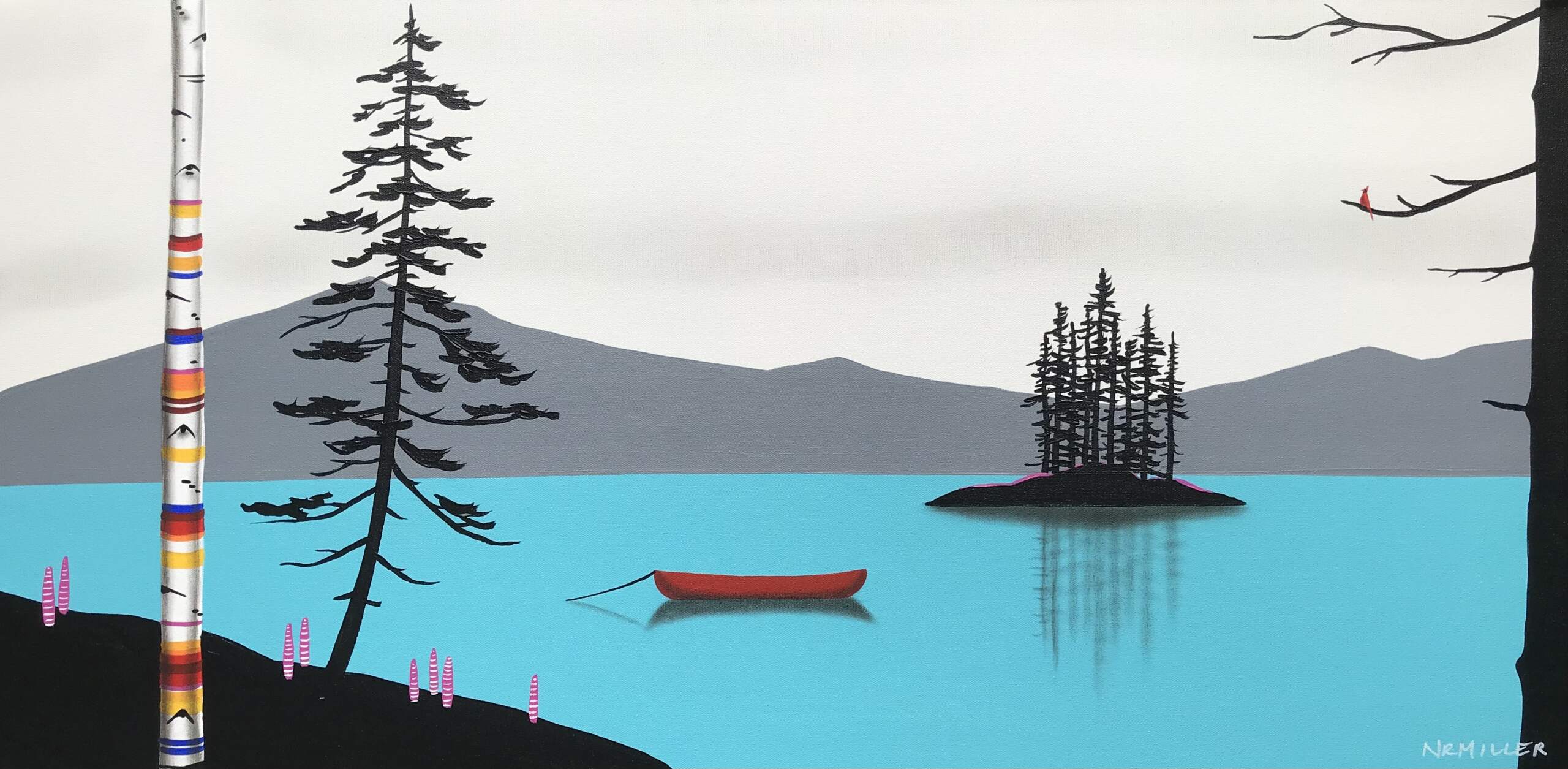 A Frolic in the Fireweed, mixed media landscape painting by Natasha Miller | Effusion Art Gallery + Cast Glass Studio, Invermere BC