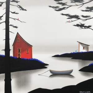 A Shine of the Times, mixed media landscape painting by Natasha Miller | Effusion Art Gallery + Cast Glass Studio, Invermere BC