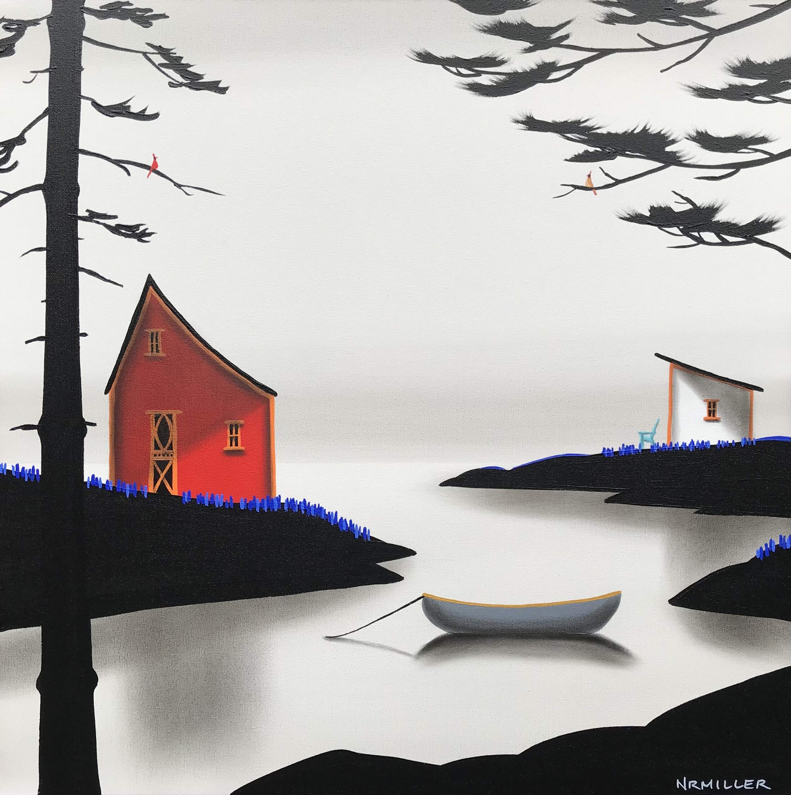 A Shine of the Times, mixed media landscape painting by Natasha Miller | Effusion Art Gallery + Cast Glass Studio, Invermere BC