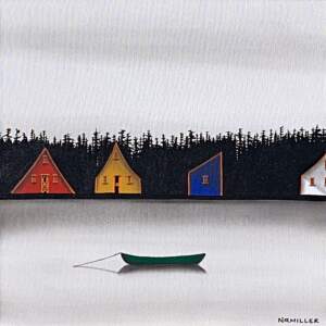 Cabin Fever, mixed media landscape painting by Natasha Miller | Effusion Art Gallery + Cast Glass Studio, Invermere BC
