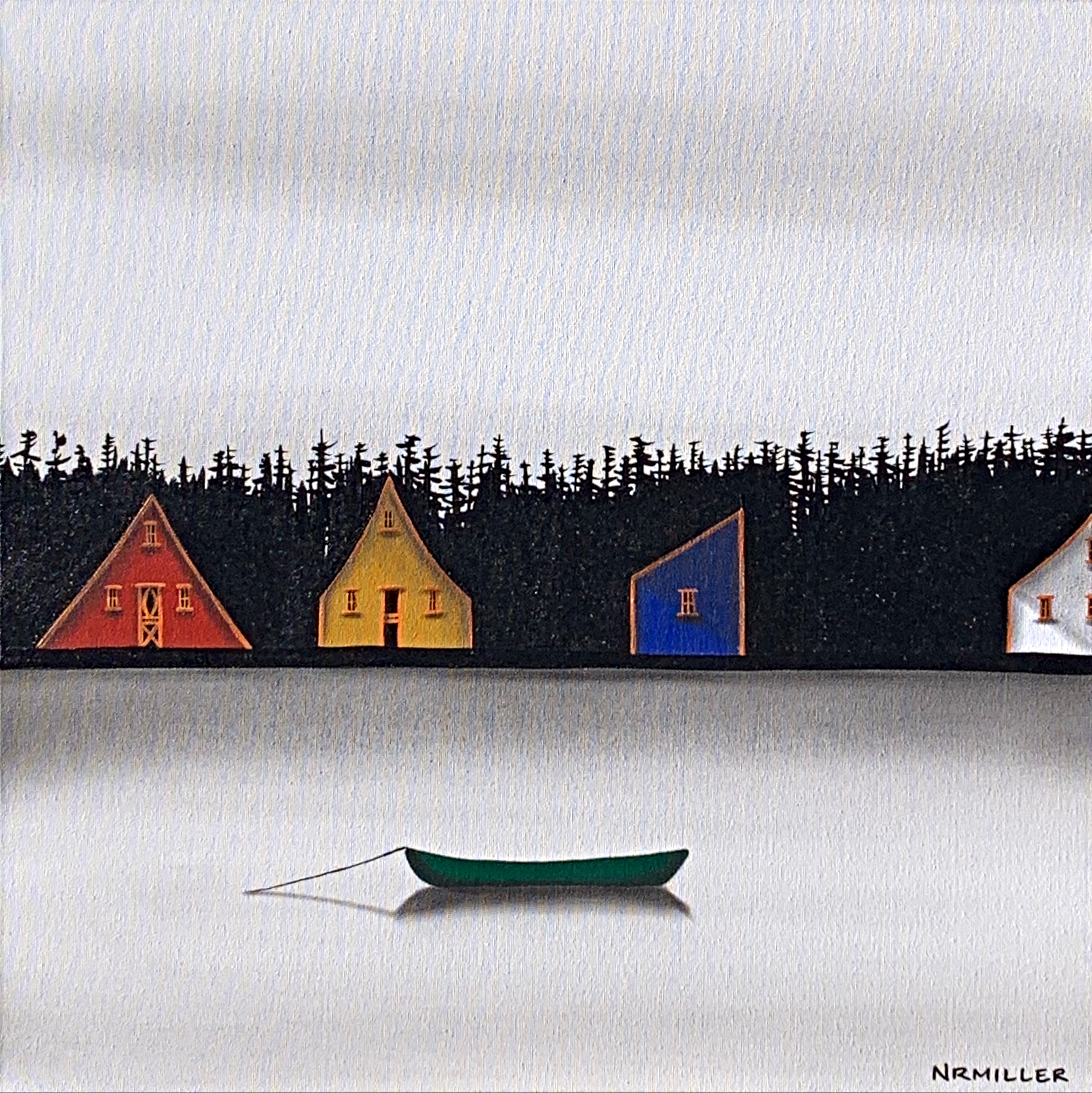 Cabin Fever, mixed media landscape painting by Natasha Miller | Effusion Art Gallery + Cast Glass Studio, Invermere BC
