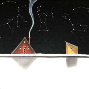 If the Stars Align, mixed media landscape painting by Natasha Miller | Effusion Art Gallery + Cast Glass Studio, Invermere BC