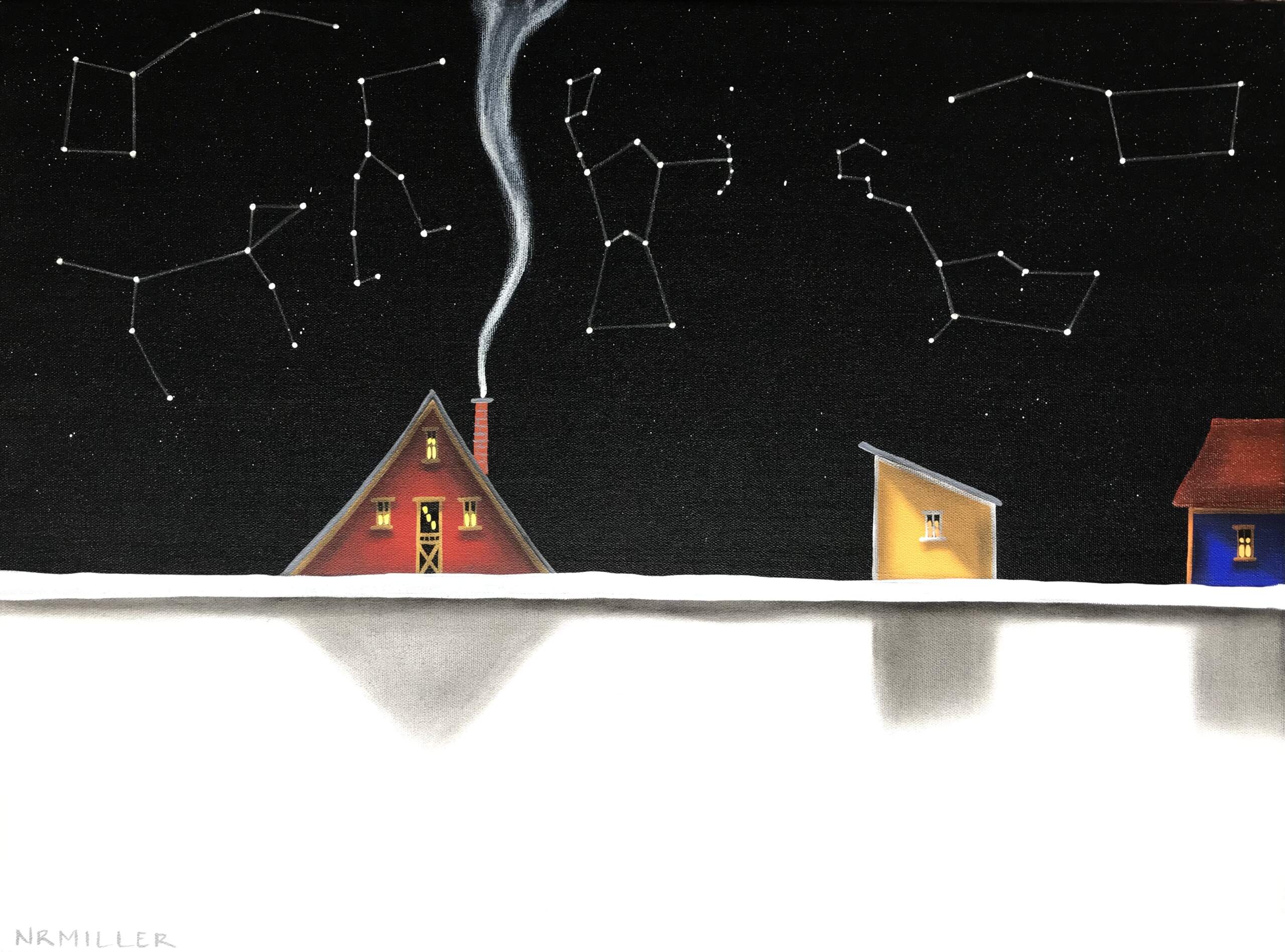 If the Stars Align, mixed media landscape painting by Natasha Miller | Effusion Art Gallery + Cast Glass Studio, Invermere BC