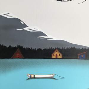 Whistling Your Favourite Tune, mixed media landscape painting by Natasha Miller | Effusion Art Gallery + Cast Glass Studio, Invermere BC