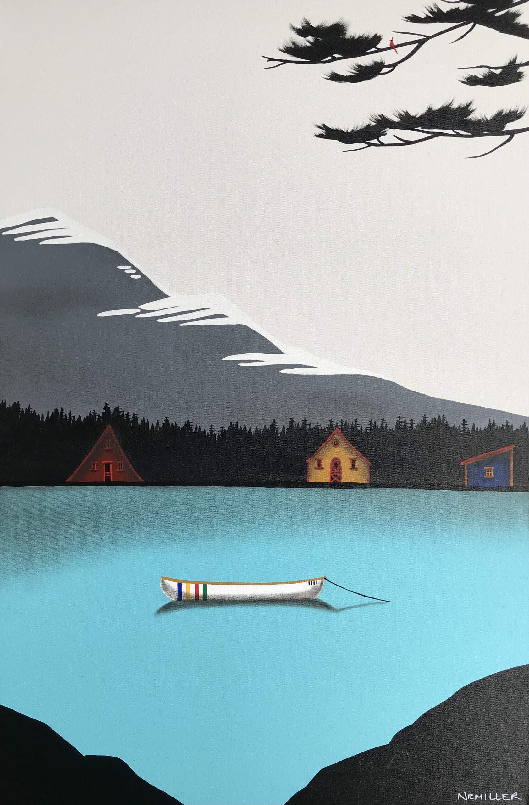 Whistling Your Favourite Tune, mixed media landscape painting by Natasha Miller | Effusion Art Gallery + Cast Glass Studio, Invermere BC