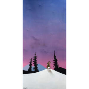 In the Moment, mixed media big horn sheep painting by Cody Pendleton | Effusion Art Gallery + Cast Glass Studio, Invermere BC