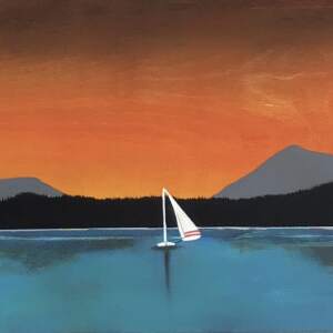 Set the Sails, mixed media painting by Cody Pendleton | Effusion Art Gallery + Cast Glass Studio, Invermere BC