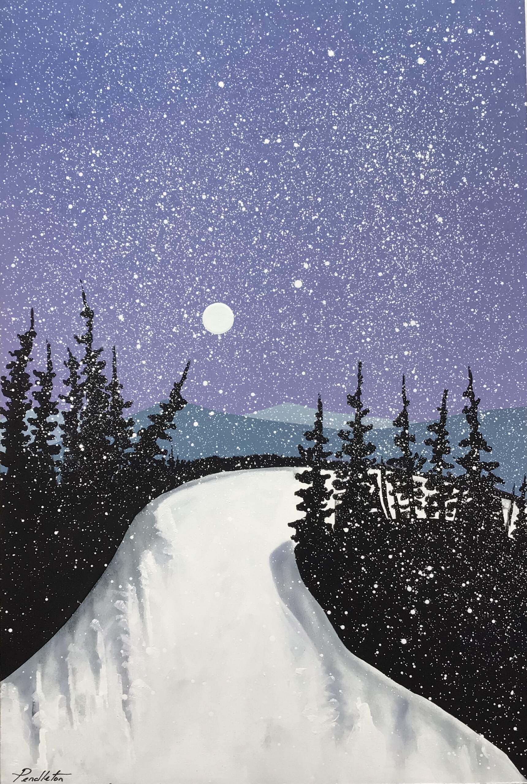 The Run, mixed media painting by Cody Pendleton | Effusion Art Gallery + Cast Glass Studio, Invermere BC