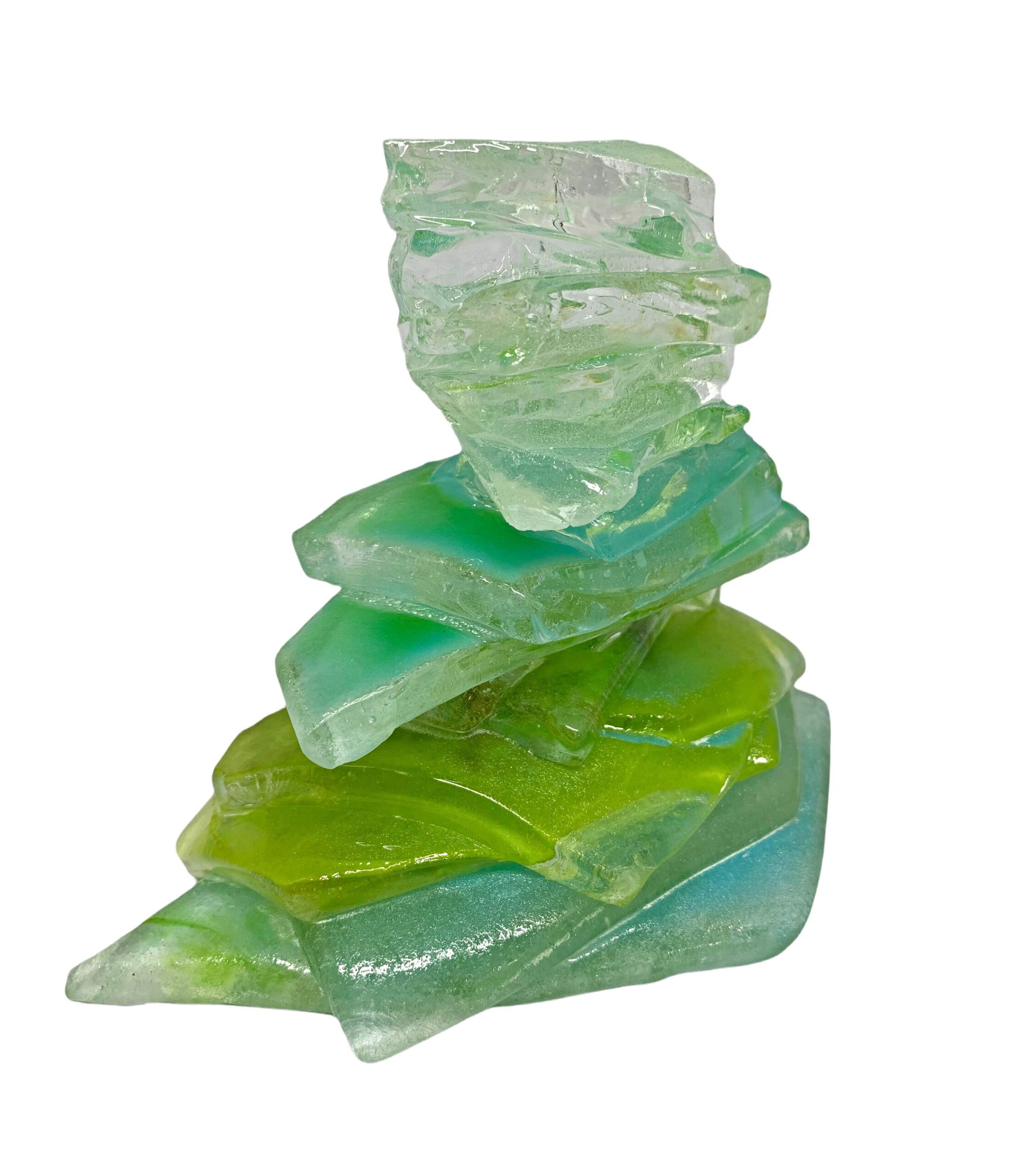 One-of-a-kind cast glass cairn sculpture by Heather Cuell | Effusion Art Gallery +  Cast Glass Studio, Invermere BC