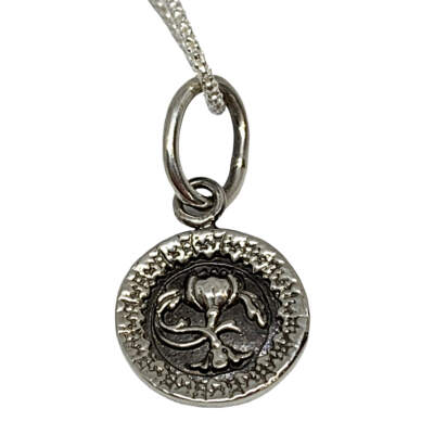 Handmade sterling silver flower pendant by Karyn Chopik | Effusion Art Gallery + Cast Glass Studio, Invermere BC