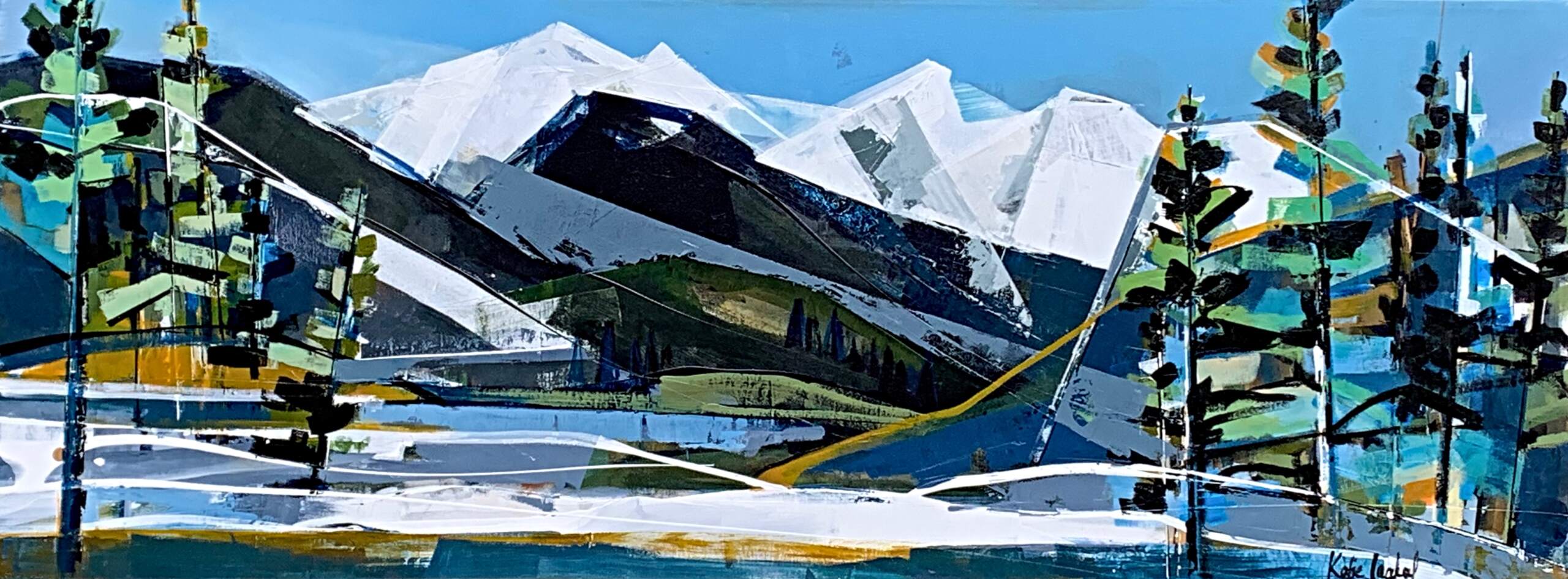 Blaeberry Valley View, acrylic landscape painting by Katie Leahul | Effusion Art Gallery + Cast Glass Studio, Invermere BC