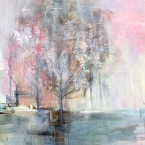 Spring Rain, oil tree painting by Denna Erickson | Effusion Art Gallery + Cast Glass Studio, Invermere BC