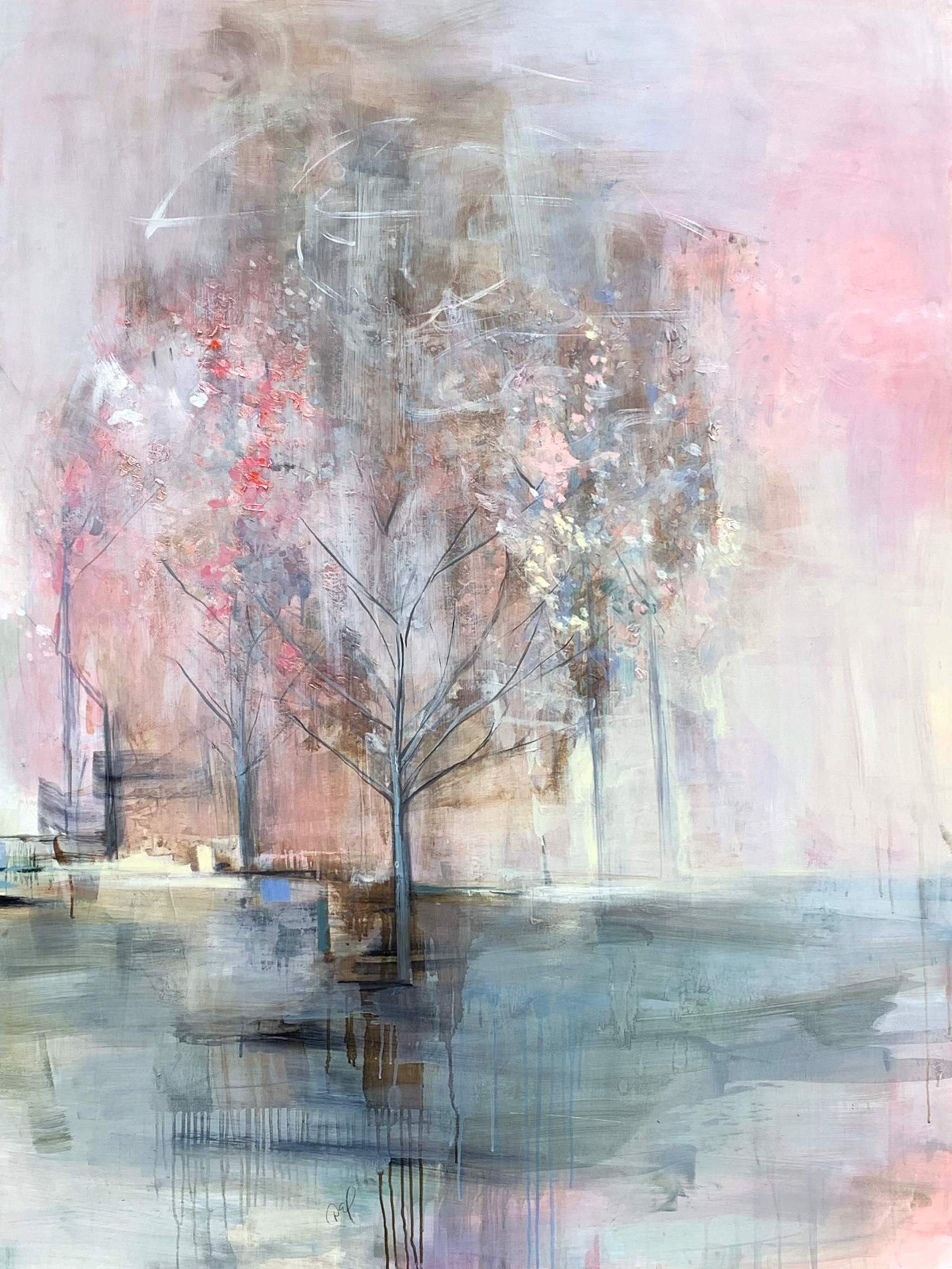 Spring Rain, oil tree painting by Denna Erickson | Effusion Art Gallery + Cast Glass Studio, Invermere BC