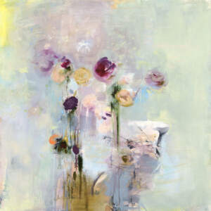 Flickering Shadows, mixed media floral painting by Denna Erickson | Effusion Art Gallery + Cast Glass Studio, Invermere BC