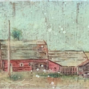 Long Days of Summer, mixed media barn painting by Sonya Iwasiuk | Effusion Art Gallery + Cast Glass Studio, Invermere BC