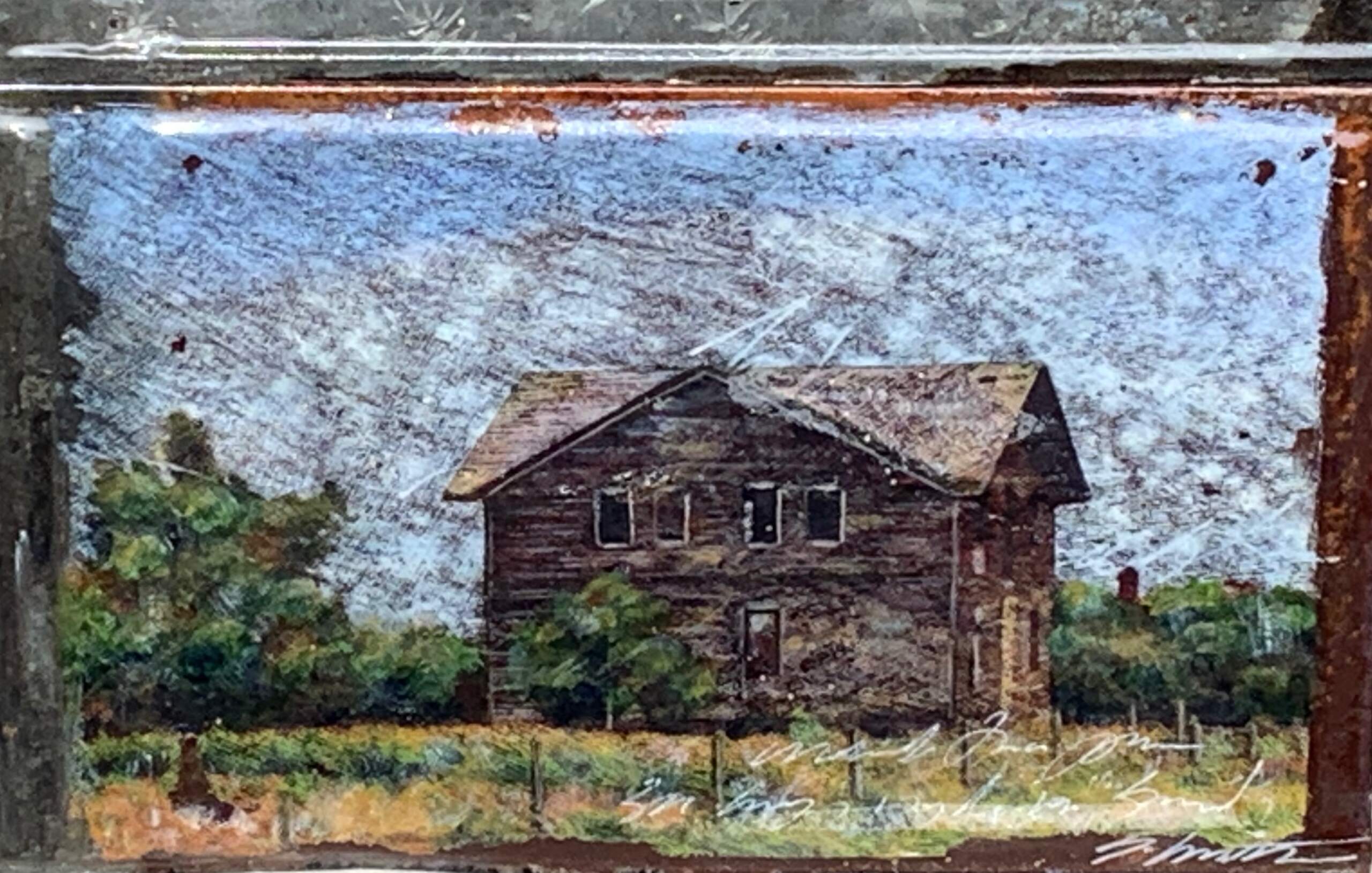 Time Between Years, mixed media house painting by Sonya Iwasiuk | Effusion Art Gallery + Cast Glass Studio, Invermere BC